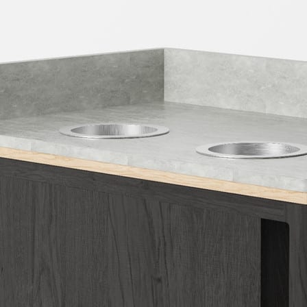 Solid surface: close-up of Kurin double-bin trash station